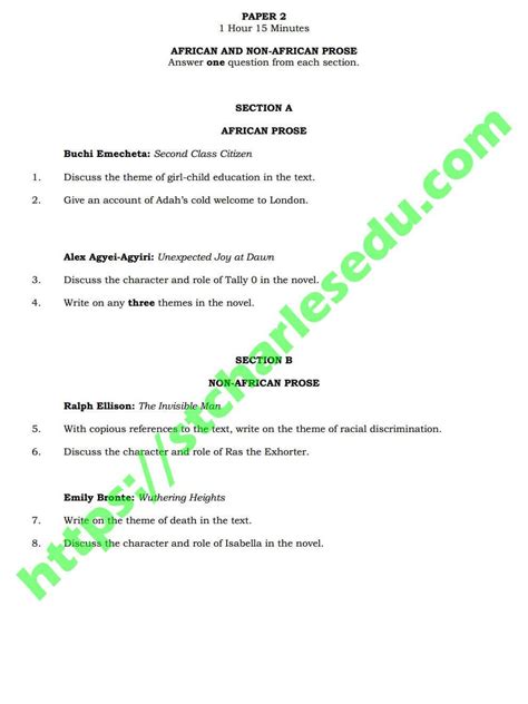 2014 2015 Waec Answers On Literature In English Paper 3 Epub