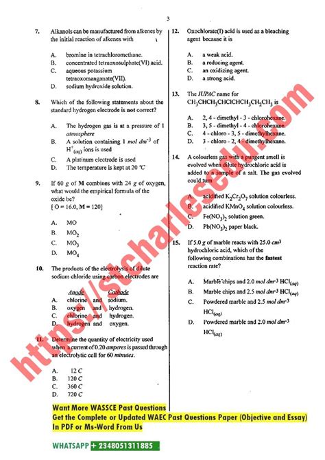 2014 2015 chemistry wacce objetive question and answer Kindle Editon