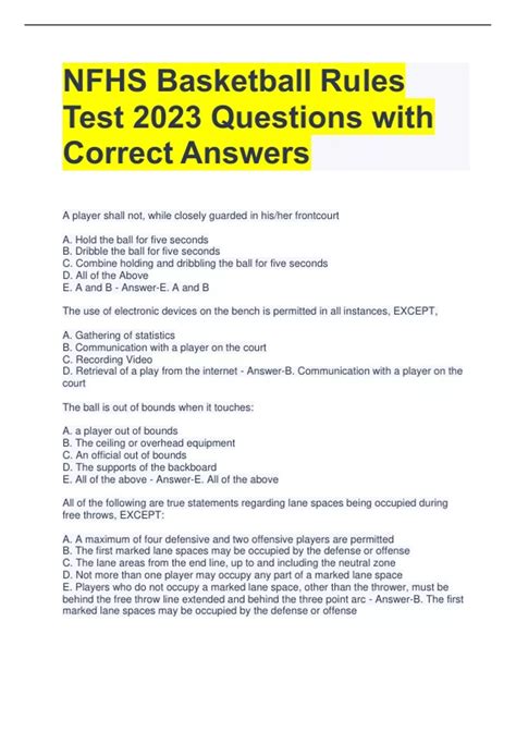 2014 Mhsaa Basketball Rules Test Answers Epub