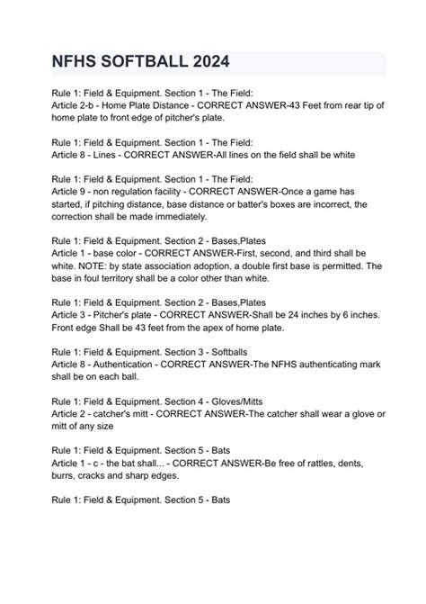 2014 NFHS SOFTBALL EXAM PART 1 Ebook Reader