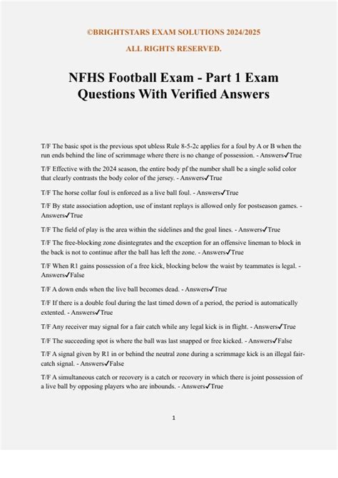 2014 Nfhs Part 1 Football Exam And Answers Ebook Epub