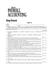 2014 Payroll Accounting Bieg Toland Answer Key Doc