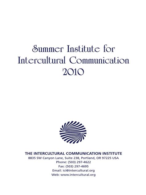 2014 Summer Institute For Intercultural Communication PDF Doc