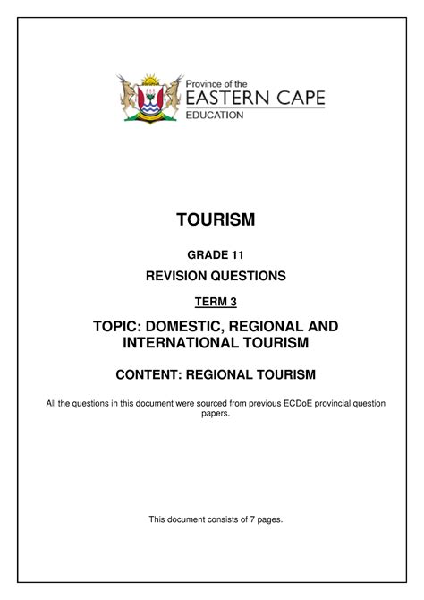2014 Tourism Grade 11 Exemplar Paper Caps PDF Doc