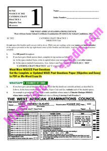 2014 Waec Cathering Craft Answers In Pdf Doc