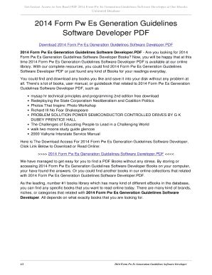 2014 form pw es generation guidelines software developer Doc