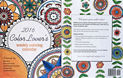 2016 color lovers weekly coloring calendar PDF