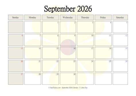 2018 September Printable Calendar