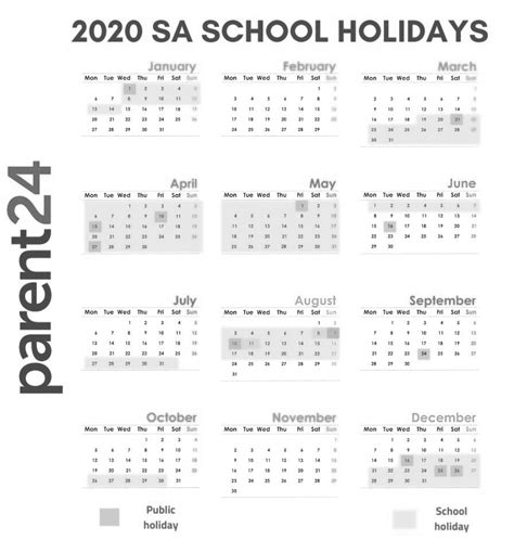 2020 School Holidays