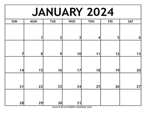 2024 January Printable Calendar