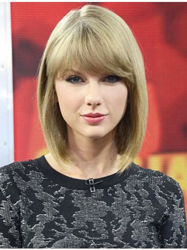 2025's New Design: Shoulder Length Straight Blonde With Bangs Taylor Swift Inspired Wigs