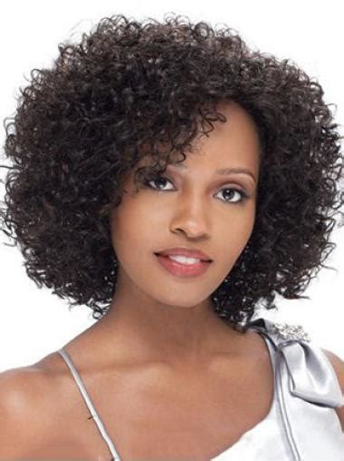 2025's New Impressive Short Kinky Brown Side Bang African American Lace Wigs for Women 12 Inch