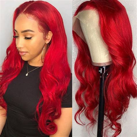 2025's Polished Fashion: Vibrant Red Human Hair Lace Front Wig (18