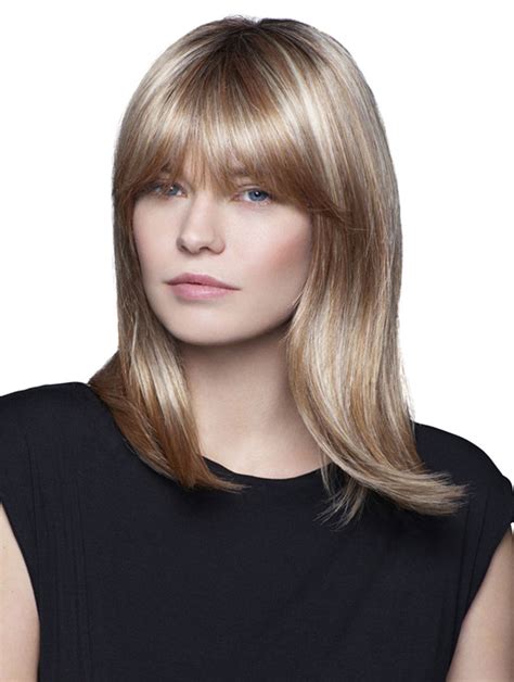 2025's Stunning Natural Blonde Straight with Bangs Synthetic Medium Wigs: A Style Icon