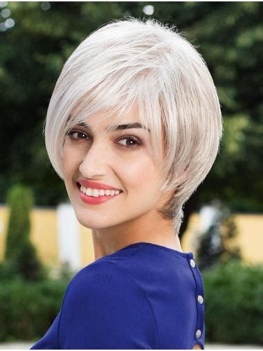 2025: Monofilament Grey Synthetic 10" Chin Length Bob Hairstyles - Enhance Your Look with Grace