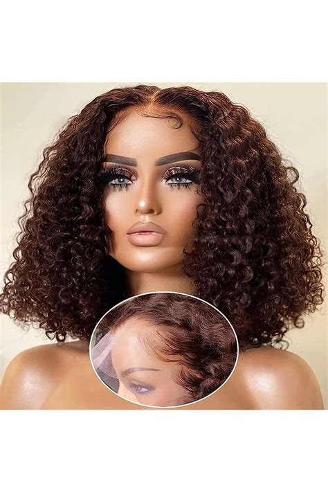 2025: Short Curly Lace Front Wigs Brown Layered 4" Wigs VS