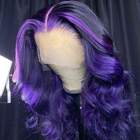 2025: Straight Black to Purple Human Hair Ombre Wigs