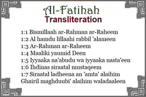 2025: Unlocking the Power of Surah Al Fatiha with Transliteration