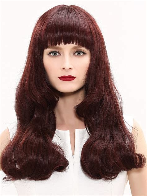 2025 Auburn Wavy Remy Human Hair Long Wigs