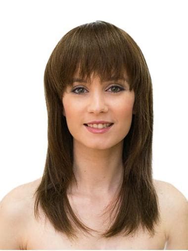 2025 Brown Hair Wig Mono 6": Glamorous Bangs