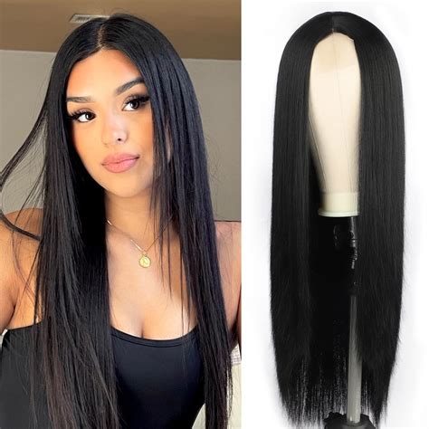 2025 Fashionable: Black Straight Long Human Hair Wigs