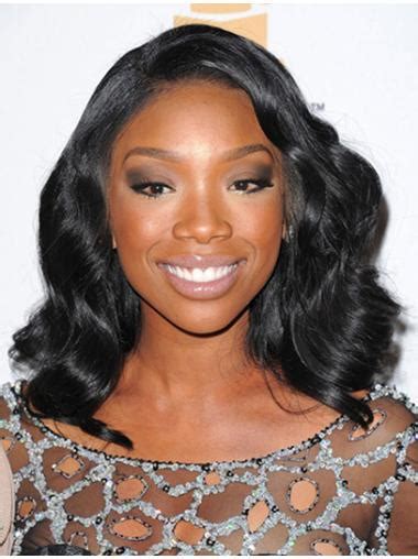 2025 Hairstyle Trend: Shining Black Wavy Shoulder Length Brandy Norwood Wigs