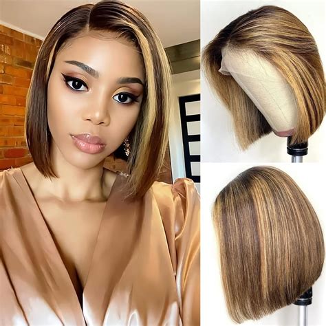 2025 Honey Blonde VS. Black Lace Front Bob Wigs