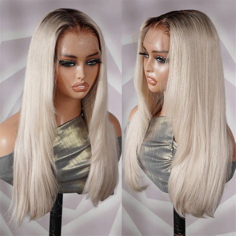 2025 Ombre Platinum Blonde Wig VS Dark Roots 4U