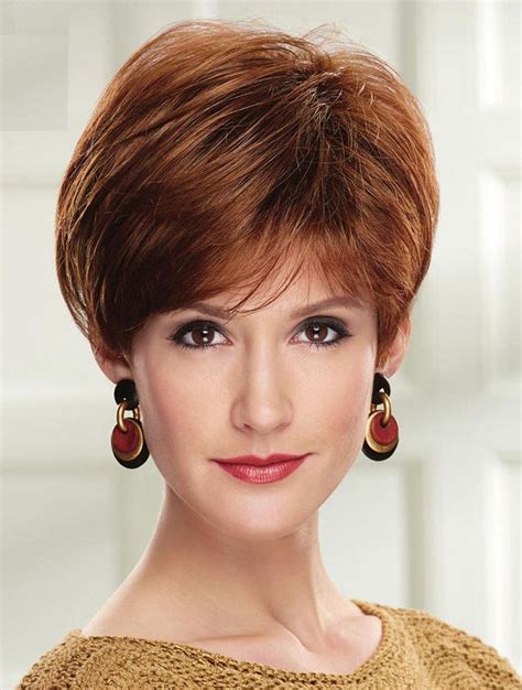 2025 Perfect Short Wavy Auburn With Bangs High Quality Wigs