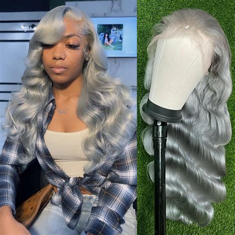 2025 Wigs: Grey Silver Lace Front VS Long Curly Synthetic