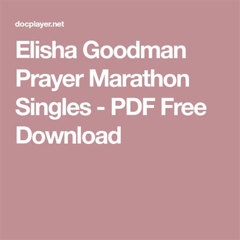 21 day marathon prayer by elisha goodman Epub
