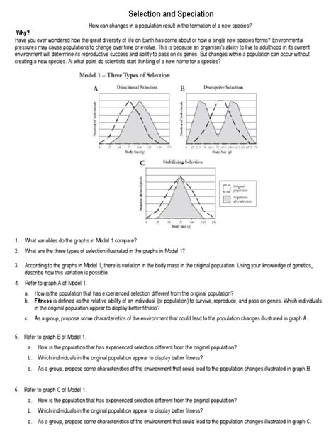 21 selection and speciation pogil answer key PDF