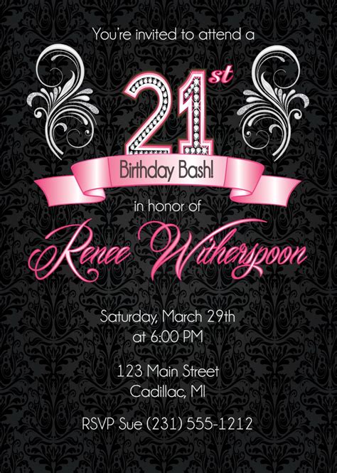 21st Party Invites Templates Free