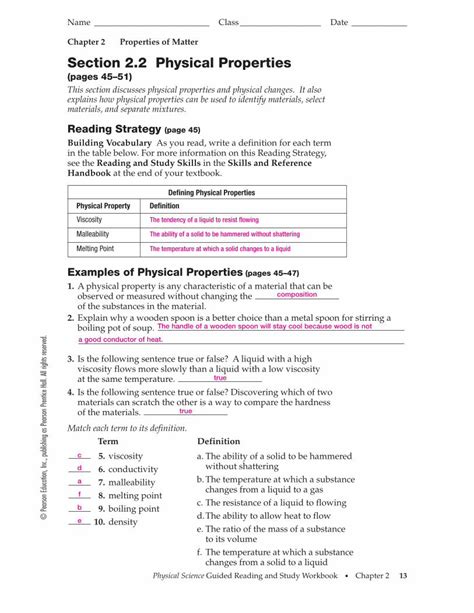 22 Physical Properties Answers Reader