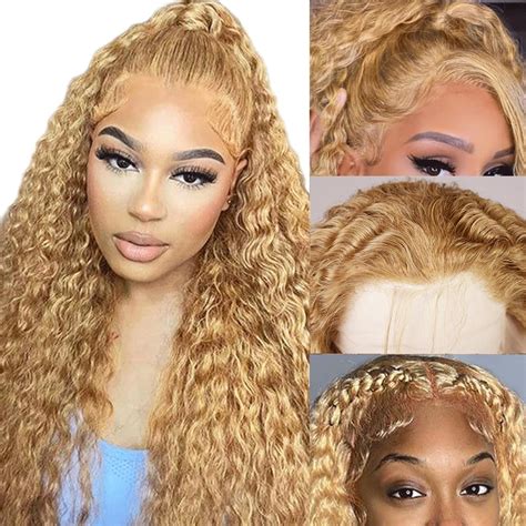 24" Wavy Blonde Lace Front Long Remy Human Hair Kim Kardashian Wigs 2025