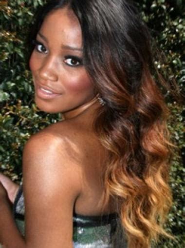 24" Wavy Lace Front Black to Brown 100% Indian Remy Hair Ombre Wigs: