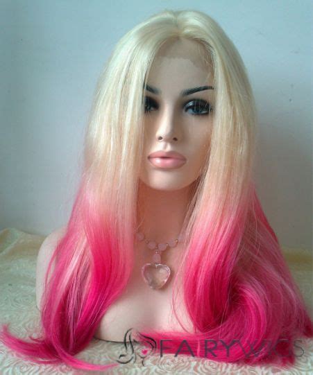 24 Inches Wavy Blonde to Pink Human Hair Ombre Wigs: A Glamourous Hair Transformation