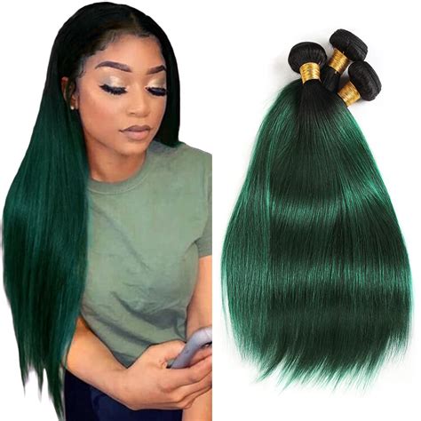 24 Inches of Stunning: Sepia to Green Human Hair Ombre Wigs