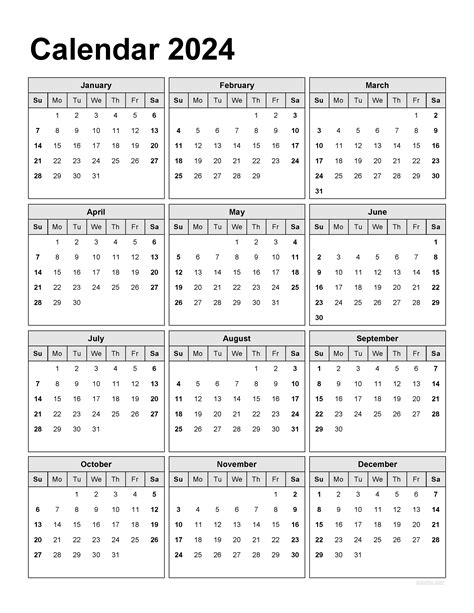 24 Month Calendar Printable