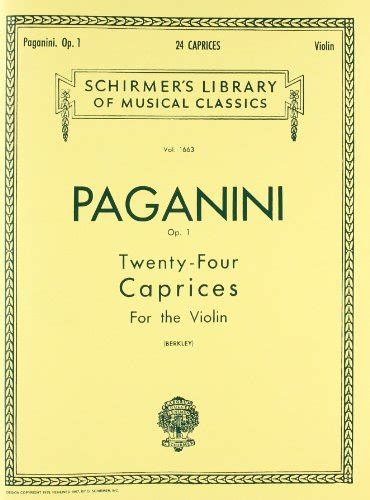 24 caprices op 1 violin solo schirmers library of musical classics Reader