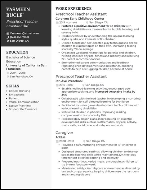 25 Power Preschool Teacher Assistant Job Description Resume 2025