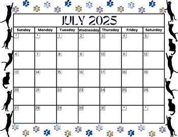 25-26 Calendar Printable
