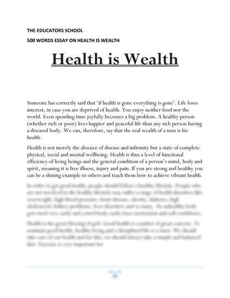 250 WORDS ESSAY ON HEALTH IS WEALTH Ebook Epub