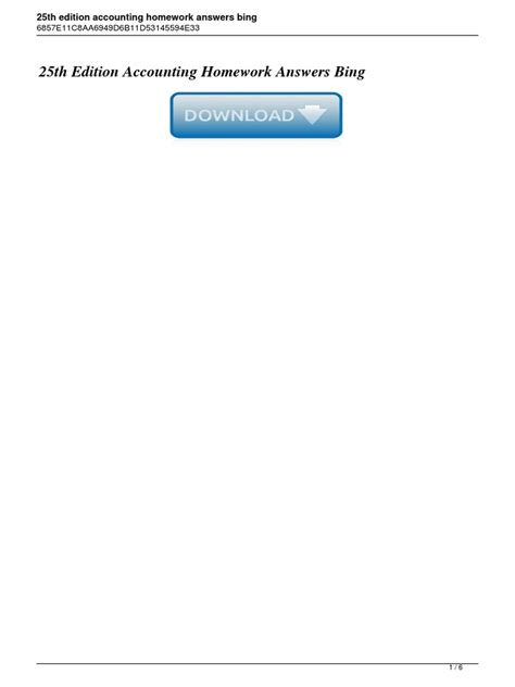 25th edition accounting homework answers bing Epub