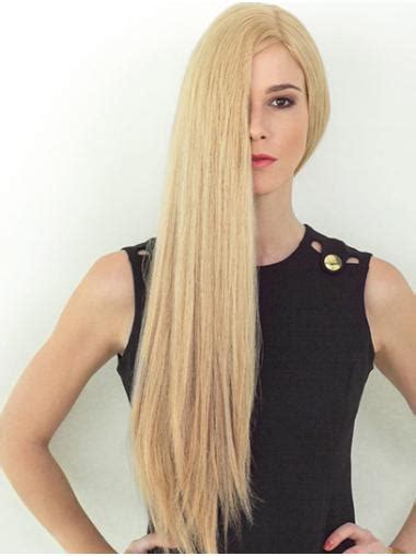 26" Long Straight Blonde Layered Soft Hand Tied Wigs