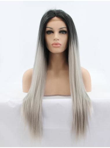 26" Straight Synthetic Ombre/2 Tone Without Bangs Long Lace Front Wigs