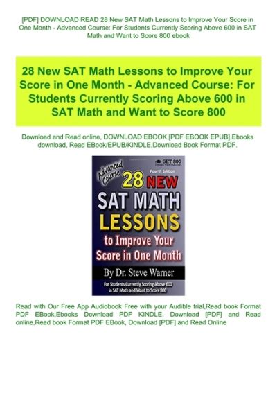 28 new sat math lessons to improve your score in one month intermediate course for students currently scoring Reader