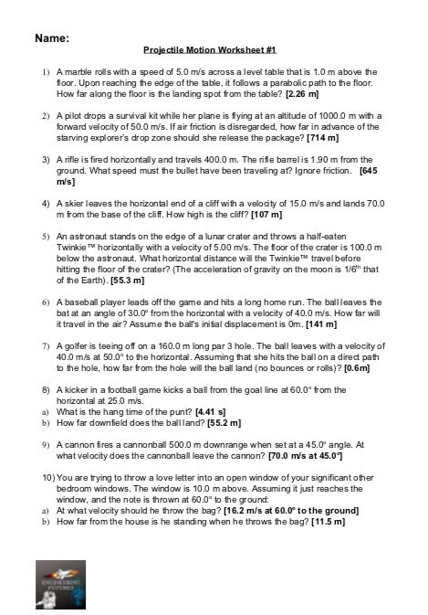 2d Kinematics Answer Key Doc