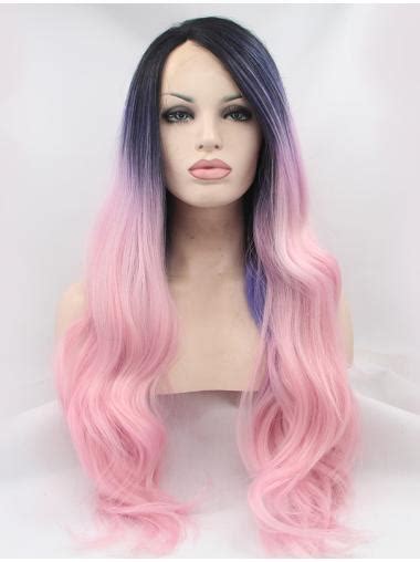 30" Wavy Ombre/2 Tone Without Bangs Synthetic Long Lace Front Wigs