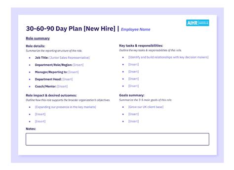 30 60 90 Day Plan Template Excel